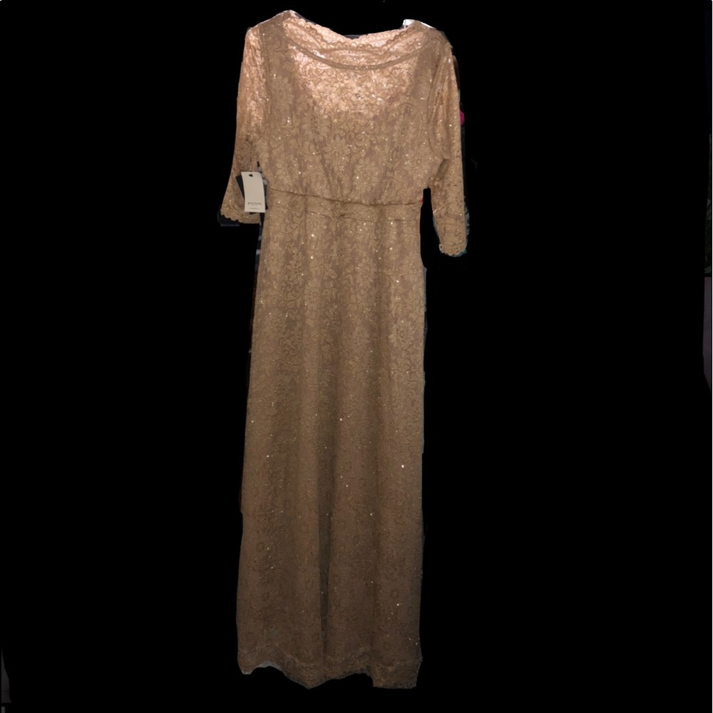 Kiyonna beige sparkly dress. Plus size 1X